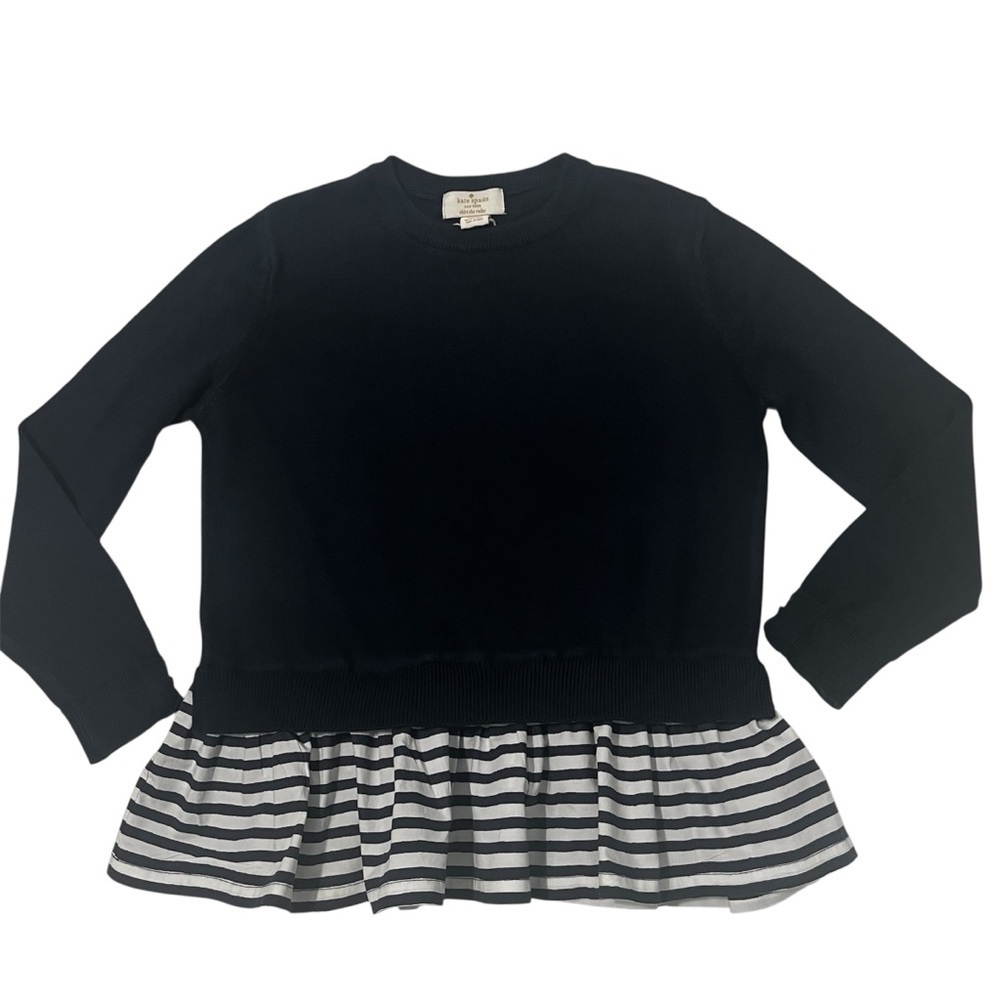 Kate Spade Kids Navy Blue Sweater with Striped Hem